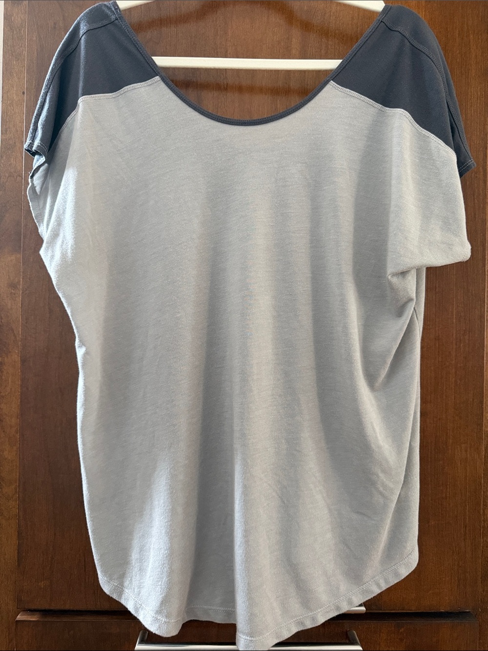 Asics Two-Tone Scoop Neck Short Sleeve Top in Light Gray and Dark Gray
